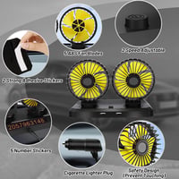 Coikes 12V-os dupla autós ventilátor, 360°-ban forgatható, 2 sebességes 5