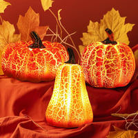 Sunshine smile LED Világító Tök Dekoráció Szett - 3 db Halloween Töklámpás, Őszi Dekoráció, Kézzel Készített Gyanta Töklámpás Narancs Fénnye 1