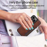 iPhone 14 Pro Max Bőrhatású Pénztárcatáska Kártyatartóval, Sötétbarna 6
