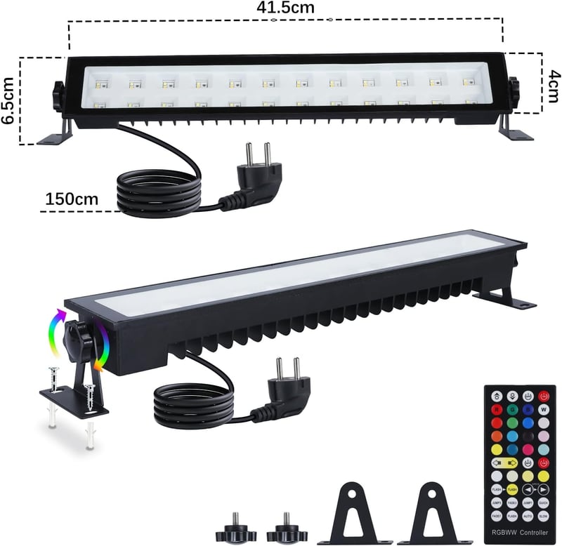 VAYALT RGB LED Reflektor Szett, 2db 48W Bluetooth Vezérelhető Fényár, IP66 Vízálló, Színváltós Partyfény DJ, Diszkó, Kert Világításhoz (Mele