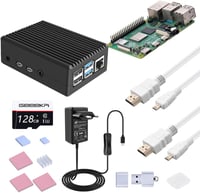 GeeekPi Raspberry Pi 4 Kezdőkészlet 8GB RAM, 128GB SD Kártyával, Passzív Hűtésű Alumínium Házzal, 5V 3.6A Tápegységgel és 2db 4K HDMI Kábell 1