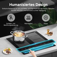 AMZCHEF 60 cm-es Indukciós Főzőlap 2 Flex Zónával, 4 Főzőmezős, 9 Teljesítményszint + Booster, BBQ és Melegen Tartó Funkcióval, 7400W 5