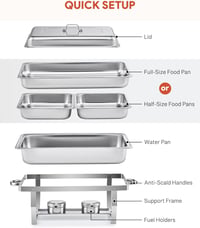 Wilprep Rozsdamentes Acél Ételmelegítő Tál 9L - Catering Melegentartó Edény Büféasztalhoz - Parti és Rendezvény Chafing Dish Szett GN Tároló 3