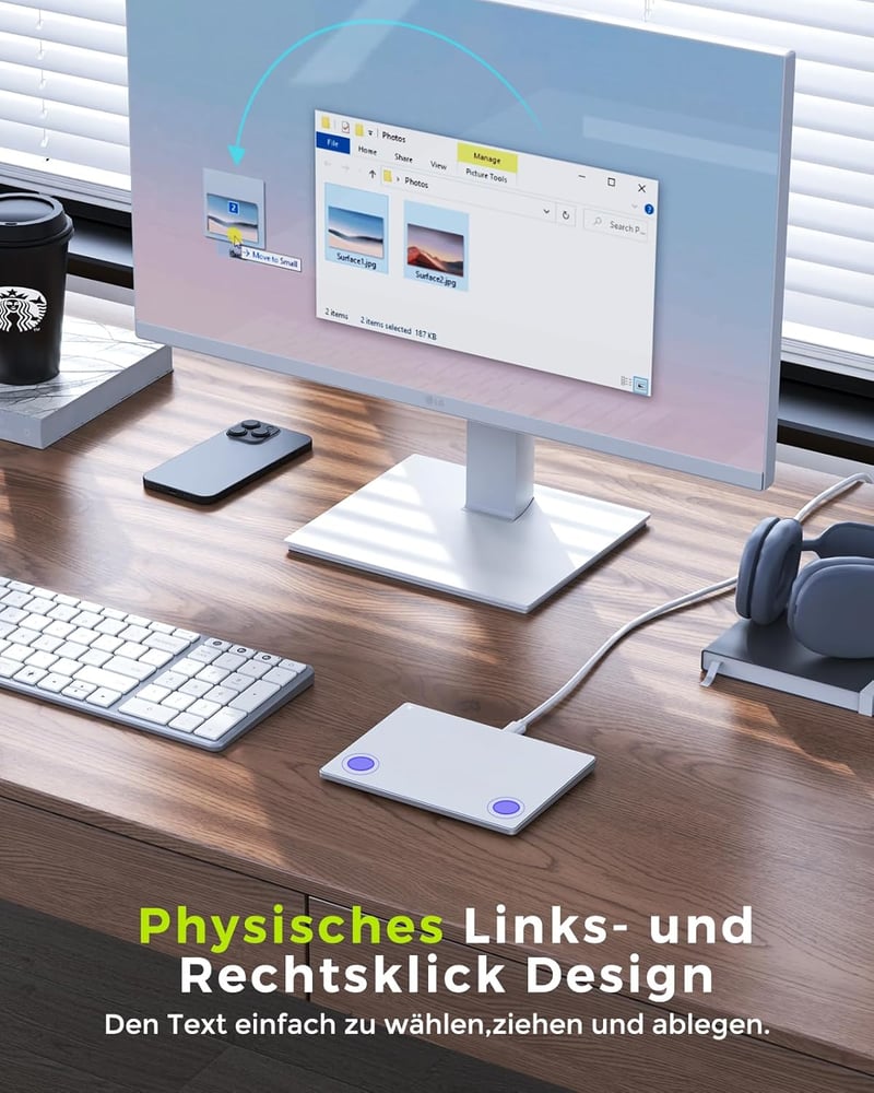 seenda Érintőpad PC-hez - Alumínium Külső Trackpad Multi-Touch Navigációval, Nagy Pontosságú Vezetékes Touchpad Windows 11/10 Számítógépekhe