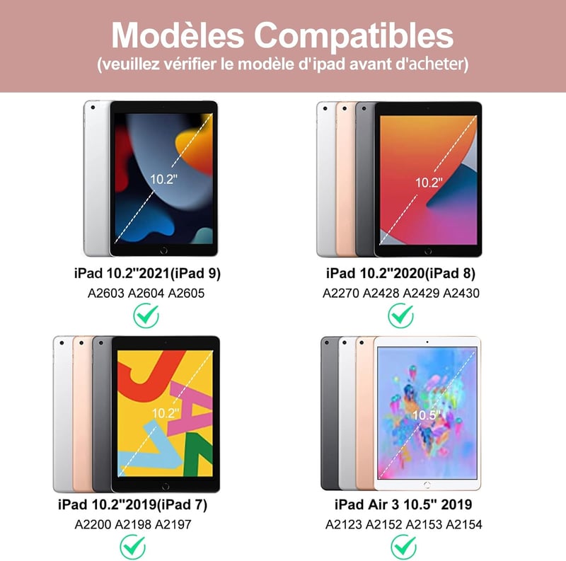 JADEMALL Levehető Bluetooth Billentyűzet Tok iPad 10.2" 9/8/7 Generációhoz - Háttérvilágítású AZERTY Billentyűzet, Rózsaszín

AI: I've creat