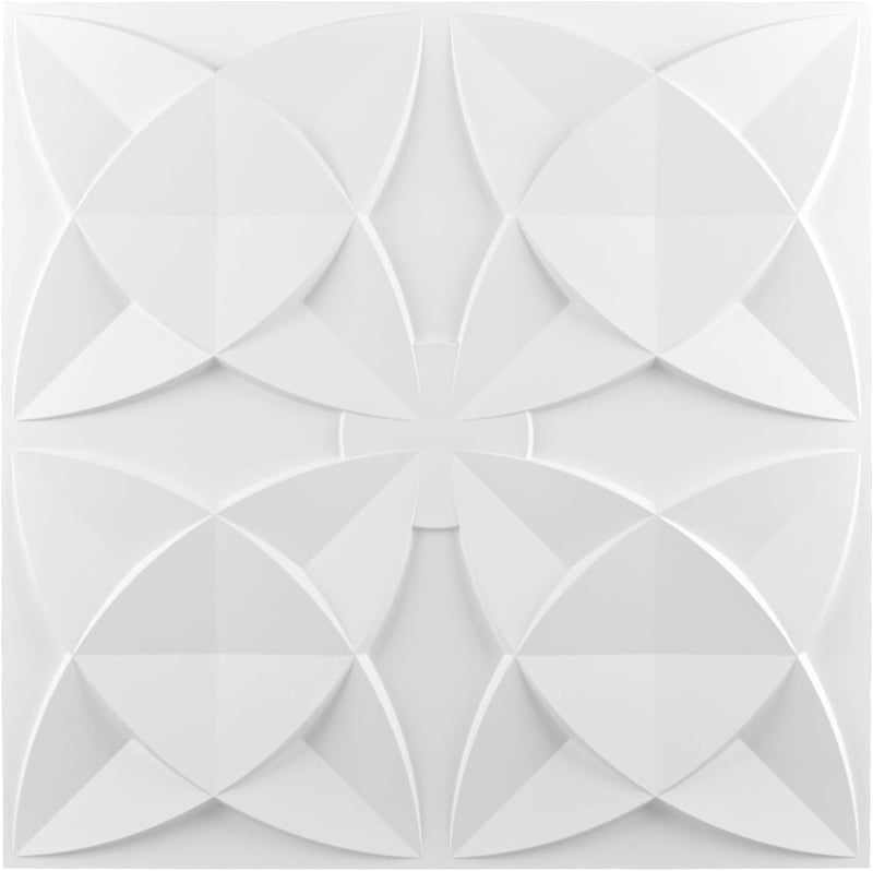 Art3d Fehér Virágmintás Mennyezeti Burkolólap 61x61 cm - PVC Dekorációs Panel Mennyezetre, Könnyű Felszerelés, 12 db Csomag