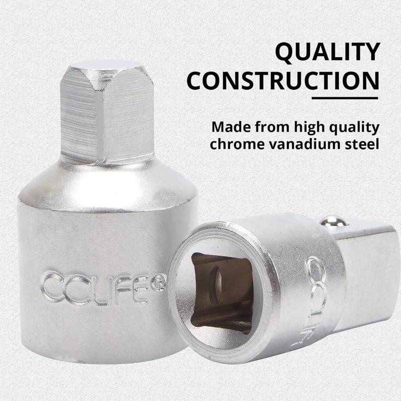 CCLIFE 6 részes Dugókulcs Adapter Készlet - 1/4", 3/8", 1/2", 3/4" Méretekben, Króm-Vanádium Acélból, Szerelőknek és Barkácsolóknak