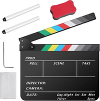 Temery Professzionális Filmklapk 30x25 cm - Akril Csapó Tábla Filmezéshez, Mágnessel, Tisztító Készlettel, Fekete Hollywood Stílusú Videó Ke 1