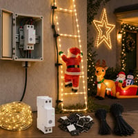 Vianočné čaro v záhrade: LED reťaz + smart časovač + 300x sťahovacie pásky + LED hviezda 1