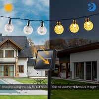 Goodia 8m-es Napelemes Kültéri Fényfüzér 40 LED-del, 8 Üzemmód, IP65 Vízálló 4