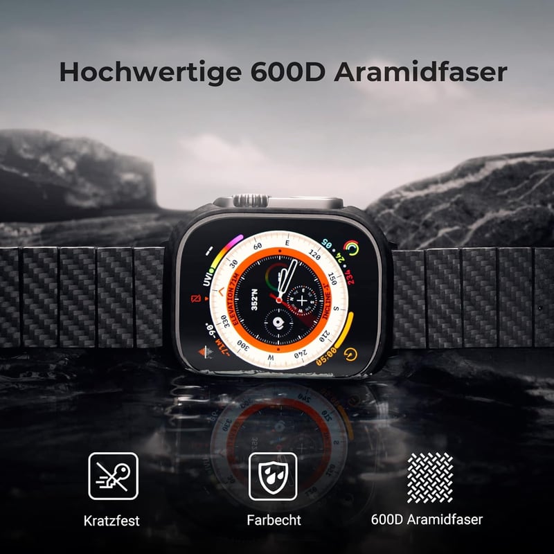PITAKA ultravékony aramidszálas védőtok Apple Watch Ultra 2/Ultra 49mm-hez - fekete