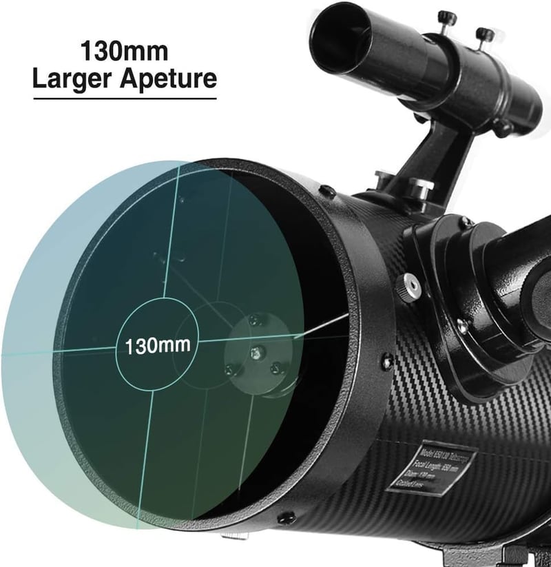 SOLOMARK 130mm Newtonian Teleszkóp Német Ekvatoriális Állvánnyal - 650mm Fókusztávolság, Mobiladapterrel, Barlow Lencsével, Csillagászati Me