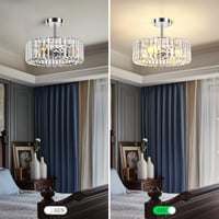 FRIDEKO HOME Modern Kristály Mennyezeti Lámpa - Króm, 4 Izzós, Kerek Csillár, 37 cm Átmérő, E27 Foglalattal Hálószobába, Nappaliba, Konyhába 2