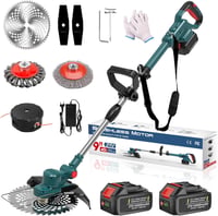 Hengriacly Akkumulátoros Fűkasza 21V - Makita Kompatibilis, 4 Vágófejjel, 2x4.0Ah Akkumulátorral, Teleszkópos Nyéllel, Kefe Funkcióval, 142c 1