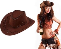 Barna AcserGery Cowboy Kalap - Western Stílusú Jelmez Kiegészítő Farsangra, Halloweenre 4