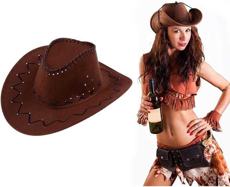 Barna AcserGery Cowboy Kalap - Western Stílusú Jelmez Kiegészítő Farsangra, Halloweenre