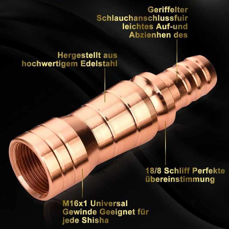 Rozéarany Shisha Tömlő Adapter Szett - Rozsdamentes Acél, 2 db