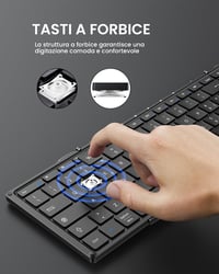 ProtoArc XK01 Összecsukható Vezeték Nélküli Billentyűzet - Olasz Kiosztás, Hordozható, Kompatibilis Android, Windows, iOS Eszközökkel, Feket 6
