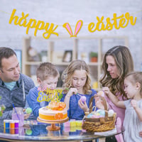 Glitteres arany "Happy Easter" húsvéti dekoráció szett 4