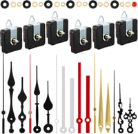 Óraszerkezet Szett - 6 db Kvarc Óramű Különböző Mutatókkal, Falióra Készítéshez, Csendes Működés, 13 mm Tengelyhossz - 13 mm/ 0.5 Inches 1