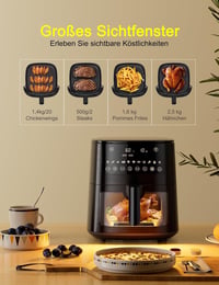 Cookwise 7,2L Forrólevegős Sütő Betekintő Ablakkal - 13 az 1-ben XXL Airfryer Előmelegítés, Melegen Tartás és Kiolvasztás Funkcióval, Olajme 2