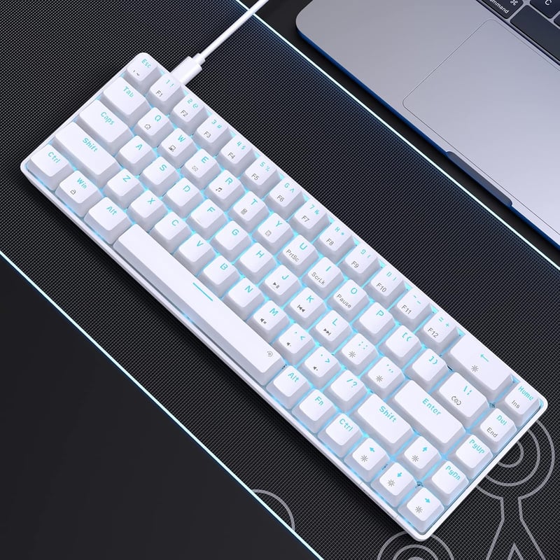 Dierya T68se Mechanikus Gamer Billentyűzet, 68 Gombos Kompakt Kialakítás, Lineáris Piros Kapcsolók, 19 Háttérvilágítási Mód, USB-C, Windows 