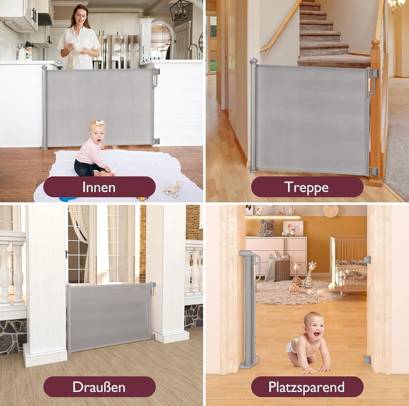Momcozy Kihúzható Biztonsági Babaajtó 140cm - Lépcsőhöz, Ajtóhoz, Kül- és Beltérre