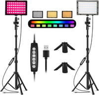 EMART RGB LED Videó Lámpa Szett - 5500K Állítható Fényerő, USB, Tripod Állvánnyal, Streaming, YouTube, Fotó Stúdió Világítás 1