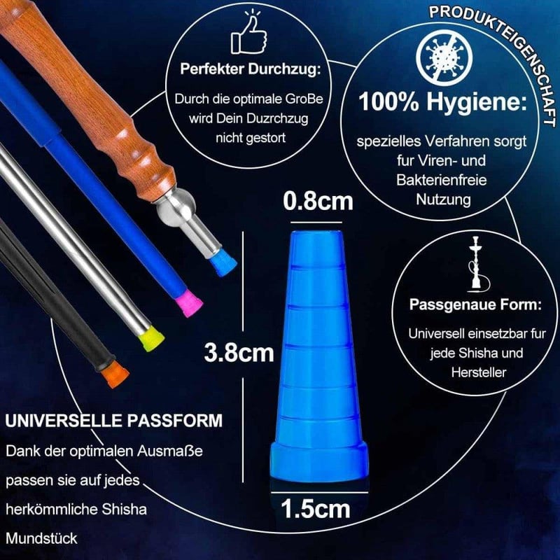 DFESKAH 100db Színes Eldobható Shisha Szájdarab + Acél Csipesz