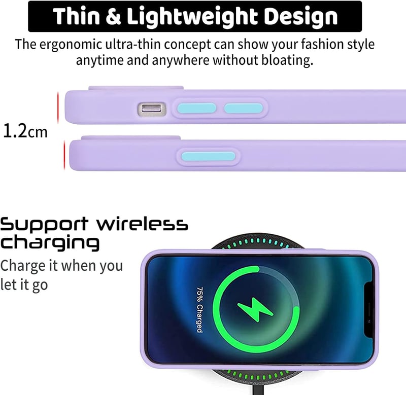 iPhone 12 Pro Max Lila Szilikon Tok Fehér Szívecskékkel, Ütésálló