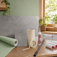 Set za osvježenje kuhinje: zelene tapete + 24 naljepnice za pločice + valjak + 16 rola trake 1