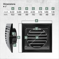Vent Systems 100 mm Fekete Szellőzőrács - Szárítógép, Fürdőszoba, Kültéri/Beltéri Légkivezető Takaró, Elszívó Rendszer, ABS Anyag, Könnyen S 2