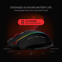 Redragon M686 Vampire Elite vezeték nélküli gamer egér, 16000 DPI, 45 órás üzemidő, programozható makrók, RGB háttérvilágítás, PC/laptop kom 11
