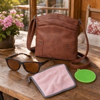 Retro mestské dobrodružstvo: bifokálne okuliare + crossbody kabelka + mikrovláknová sada 1