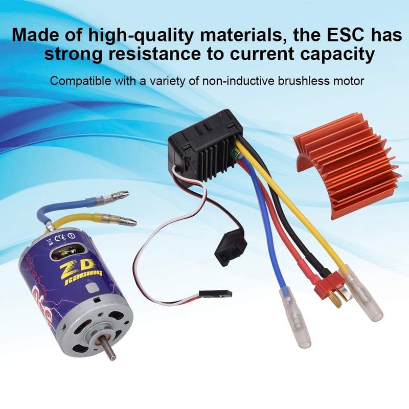 Keenso 540 Brushed Motor Hűtőbordával és 45A ESC Készlet - 1/10 RC Távirányítós Autó Motor Szett Crawler Terepjáróhoz - Narancssárga