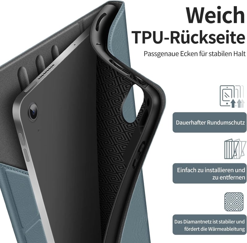 HOLIMET iPad Air 11/10,9" Tok M3/M2/6/5/4 Generációhoz, Apple Pencil Tartóval, Kék PU Bőr Védőtok, Automatikus Alvás/Ébresztés, Állítható Ál
