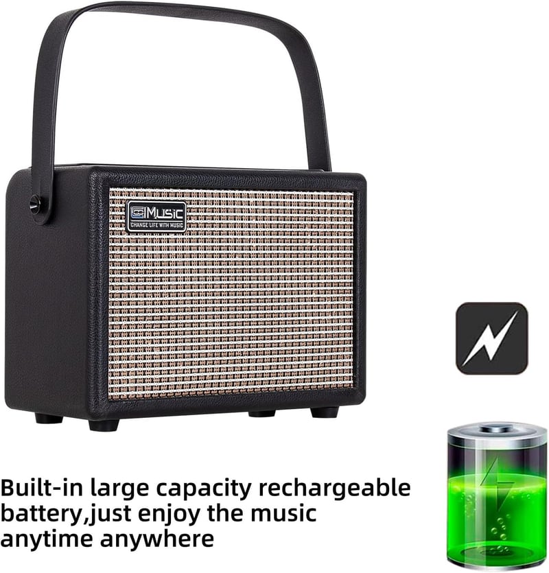 Coolmusic 15G Hordozható Bluetooth Gitárerősítő - 15W, Kétcsatornás, Elektromos és Akusztikus Gitárhoz, Torzítás és Reverb Effektekkel, Újra
