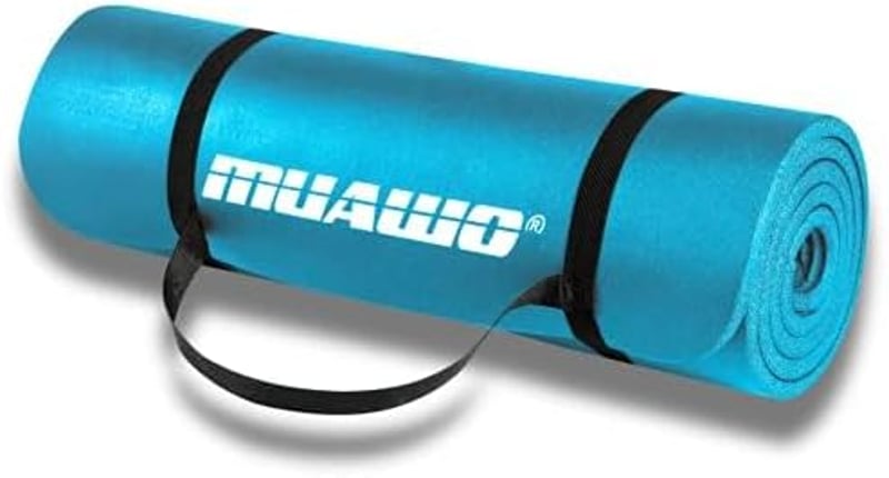 Muawo Prémium Fitness Matrac - Extra Vastag (1,5 cm) és Hosszú (190 cm) Csúszásmentes Jóga és Tornaszőnyeg, Sötétkék, NBR Habból, 