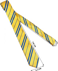 Elegáns Sárga-Kék Selyem Nyakkendő, Extra Hosszú 150 cm 2
