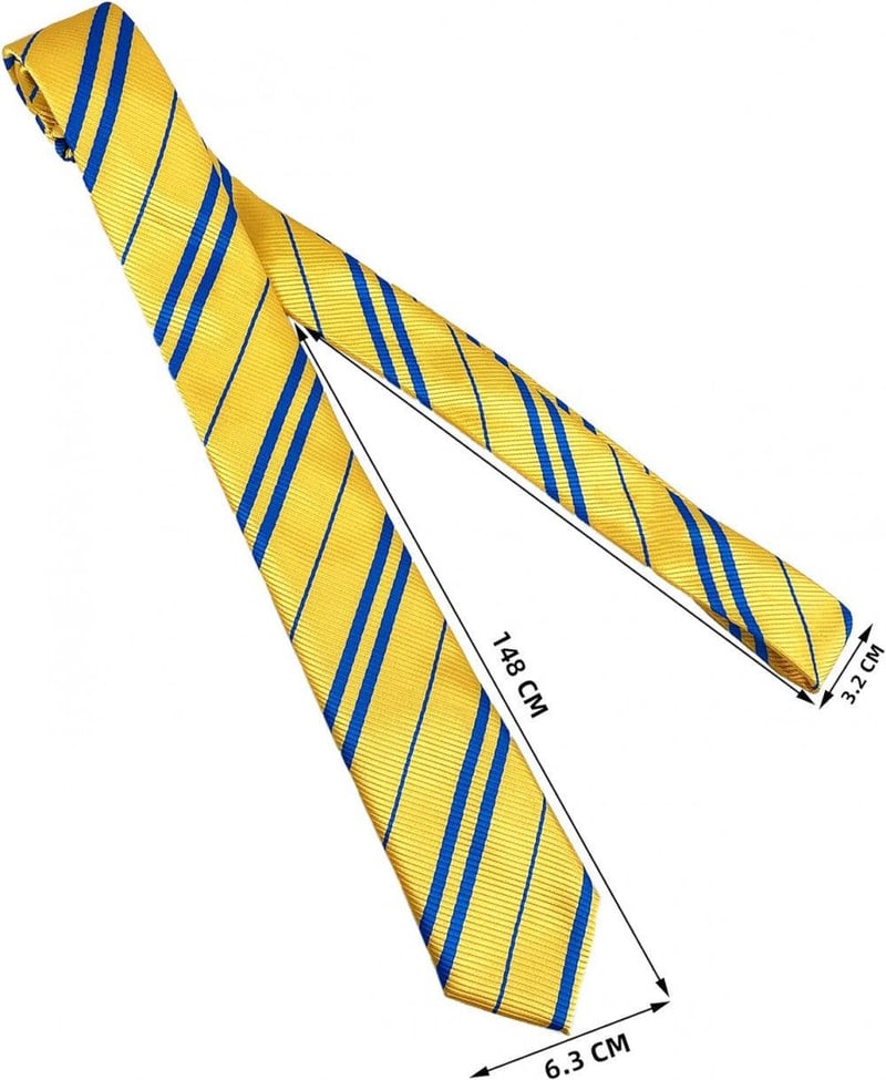Elegáns Sárga-Kék Selyem Nyakkendő, Extra Hosszú 150 cm