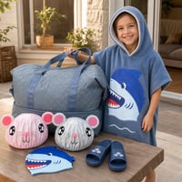 Set za bazen: 2x kapa za tuširanje + silikonska kapa za plivanje + 35L vodootporna torba + pončo + natikače 1