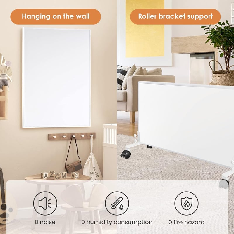 Hocosyme Infravörös Fűtőpanel 800W - Falra Szerelhető, 120°C, 10-25m² Helyiségekhez, 1-3 Perc Felfűtési Idő, TÜV Tanúsítvánnyal