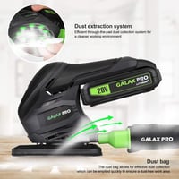 GALAX PRO 20V Akkumulátoros Multicsiszoló Deltacsiszoló Készlet - 140x94mm, Porzsákkal, 20db Csiszolópapírral, Akkumulátorral és Töltővel 2