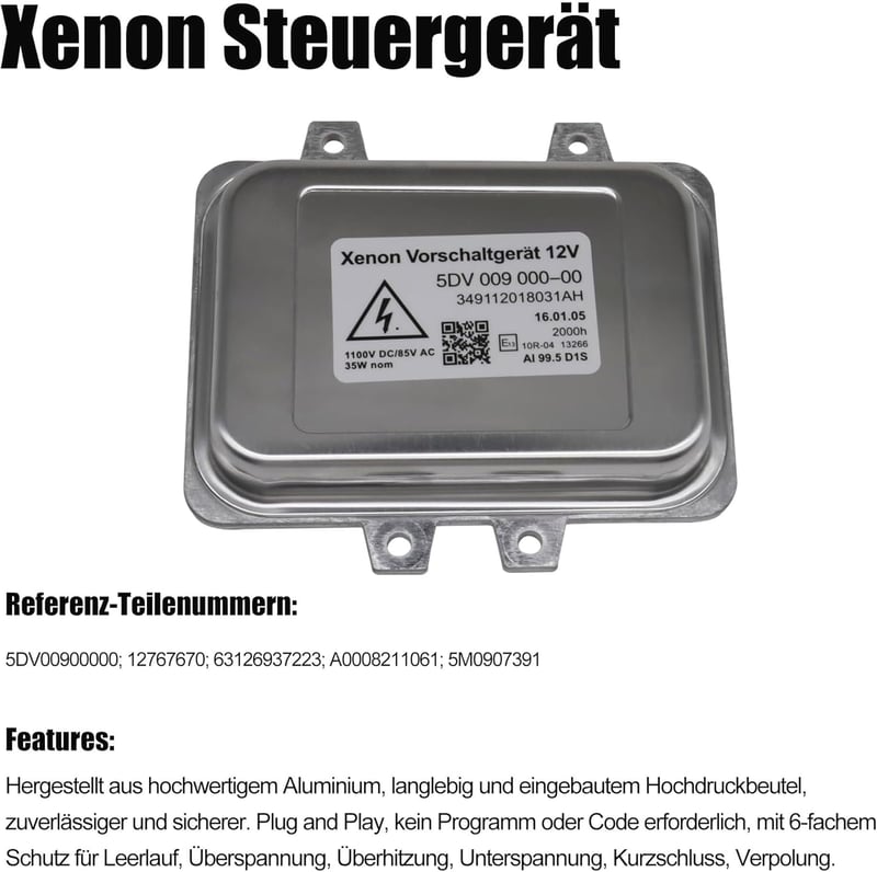 HISports Xenon Vezérlőegység 5DV00900000 - 35W Ballaszt Escalade E60 E61 525i Modellekhez - Fehér Fényű Xenon Lámpa Előtét