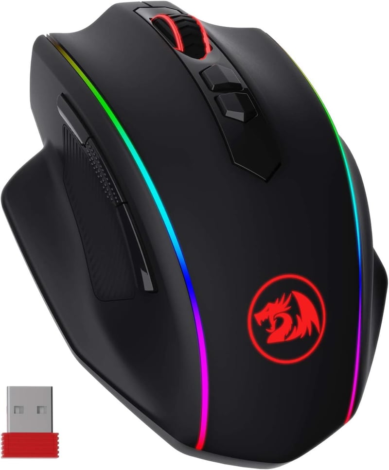 Redragon M686 Vampire Elite vezeték nélküli gamer egér, 16000 DPI, 45 órás üzemidő, programozható makrók, RGB háttérvilágítás, PC/laptop kom