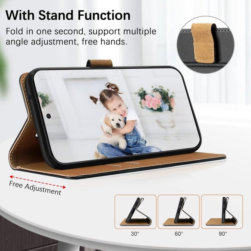 Samsung Galaxy S21 FE Fekete Flip Tok Prémium Műbőrből