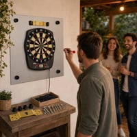 Darts set za kućne turnire: elektronička ploča + zidni nosač + zaštita za zid + 200 vrhova 1