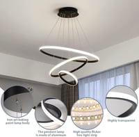 KSIBNW LED Függőlámpa - 3 Gyűrűs Arany Mennyezeti Lámpa Távirányítóval és Applikációval, Fényerőszabályozható, Állítható Magasságú, 2700K-65 3