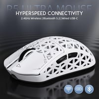 ATTACK SHARK R5 Ultra Szénszálas Gamer Egér, 39g Szuperkönnyű, 8000Hz Vezeték Nélküli, 42000 DPI, Bluetooth/2.4G/Vezetékes, Fehér 7