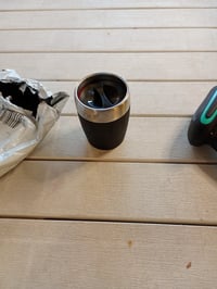 Cestovný hrnček Emsa Travel Cup 514514 s dvojitou stenou z nehrdzavejúcej ocele, 200 ml, s čiernym silikónovým poťahom — vyskúšaný (stav: pozri 2. obrázok) 3